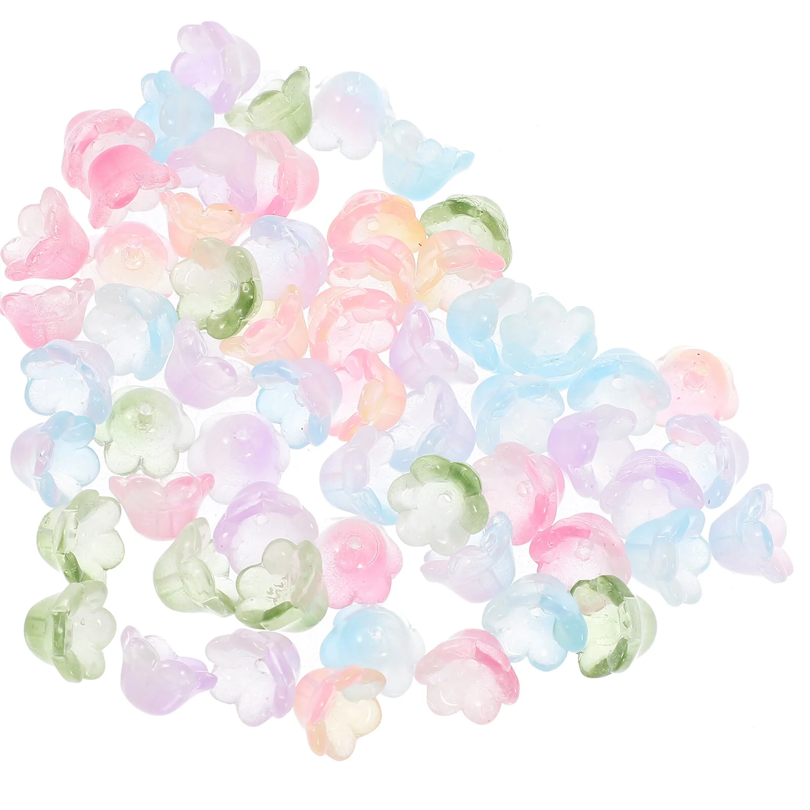 

60 Pcs Glass Beads Pendant Charm DIY Accessory Flower Colored Small Necklace Crystal Jewelry Making Charms Delicate Garland