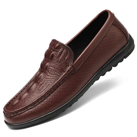 Повседневная кожаная мужская обувь без шнурков, удобная повседневная обувь для вождения, роскошные Брендовые мужские деловые туфли на мягкой подошве