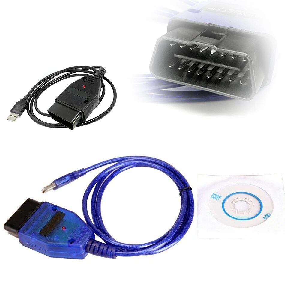 Black/Blue VAG-COM 409.1 Kkl OBD2 USB Diagnostic Cable Scanner Interface for VW Audi Seat Volkswagen |