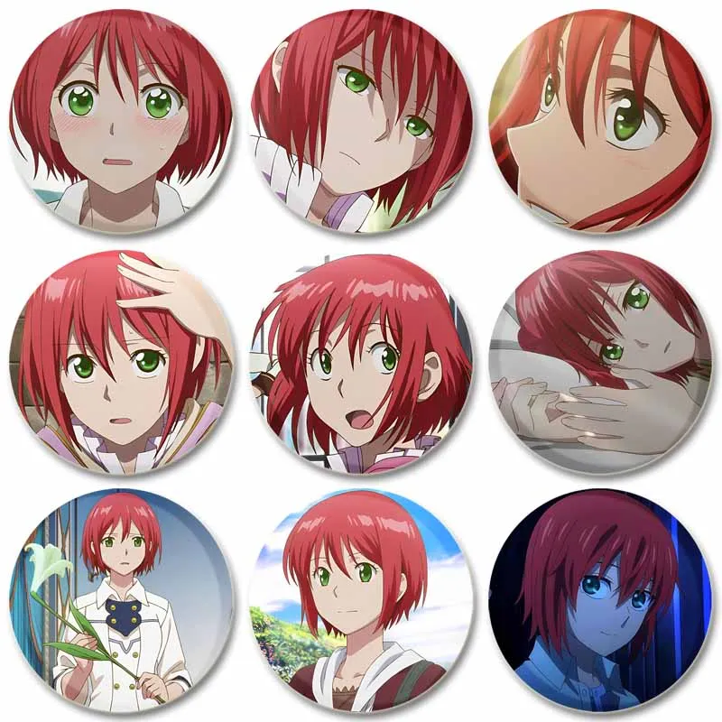 Фото 58/44mm Anime Snow White with The Red Hair Brooches Creative Round Lapel Pins Cartoon Characters Badge Jewelry Accessories Gifts №1