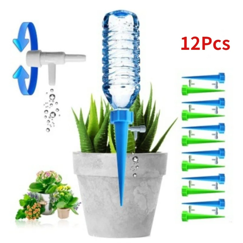 

12PCS Automatic Drip Irrigation Tool Spikes Automatic Flower Plant Garden System Kit Adjustable Water Self-Watering Devic