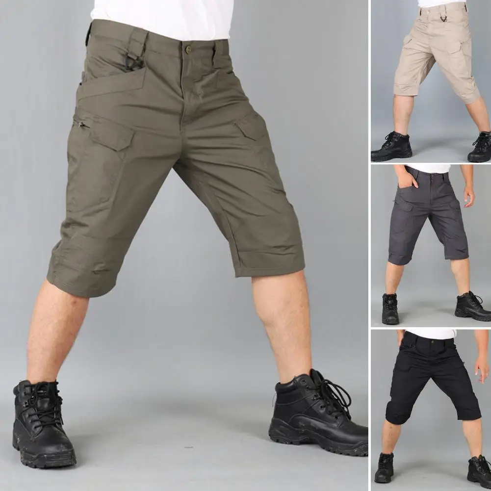 

Men Shorts Male Beach Shorts Lightweight Multi Pockets Stylish Straight Zipper Pocket Short Pants