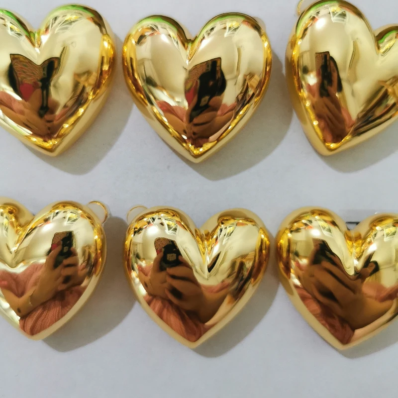 Brass Chunky 5CM Big Size Heart Hoop Earrings Women Jewelry Punk Party T Show Gown Runway Korean Japan INS