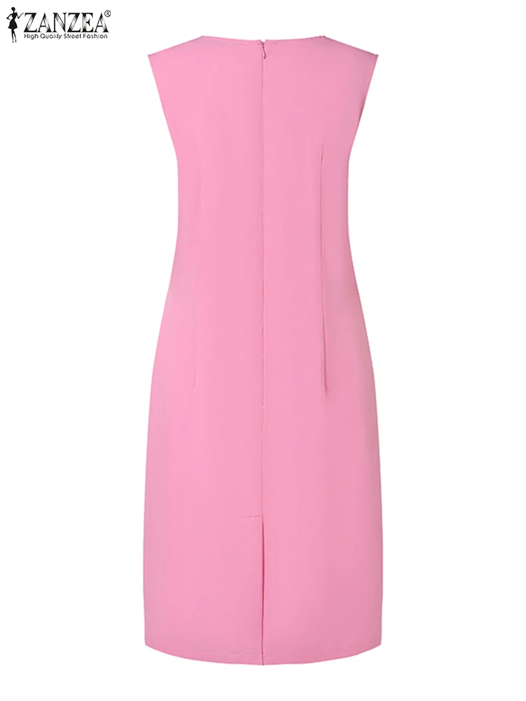 Женский летний сарафан без рукавов с круглым вырезом и молнией