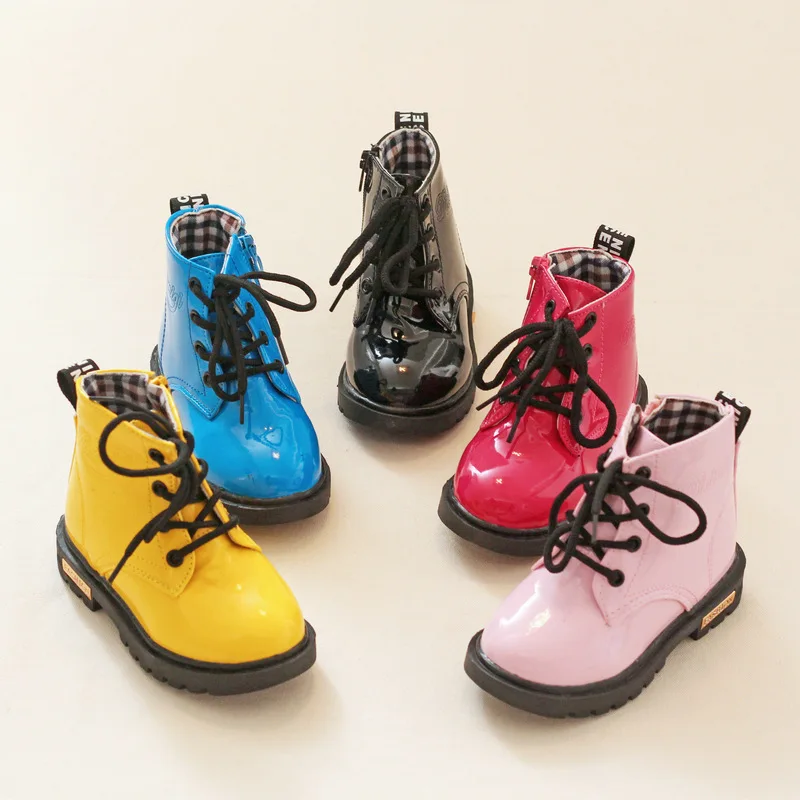 New Soft Children Girls Walking Boots Waterproof Leather Waterproof Boots Winter Kids Snow Shoes Girls Toddler Rubber Shoes