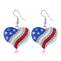 2022 new independence day usa flag heart drop earrings for women american jewelry star butterfly rhinestone dangle ear stud gift
