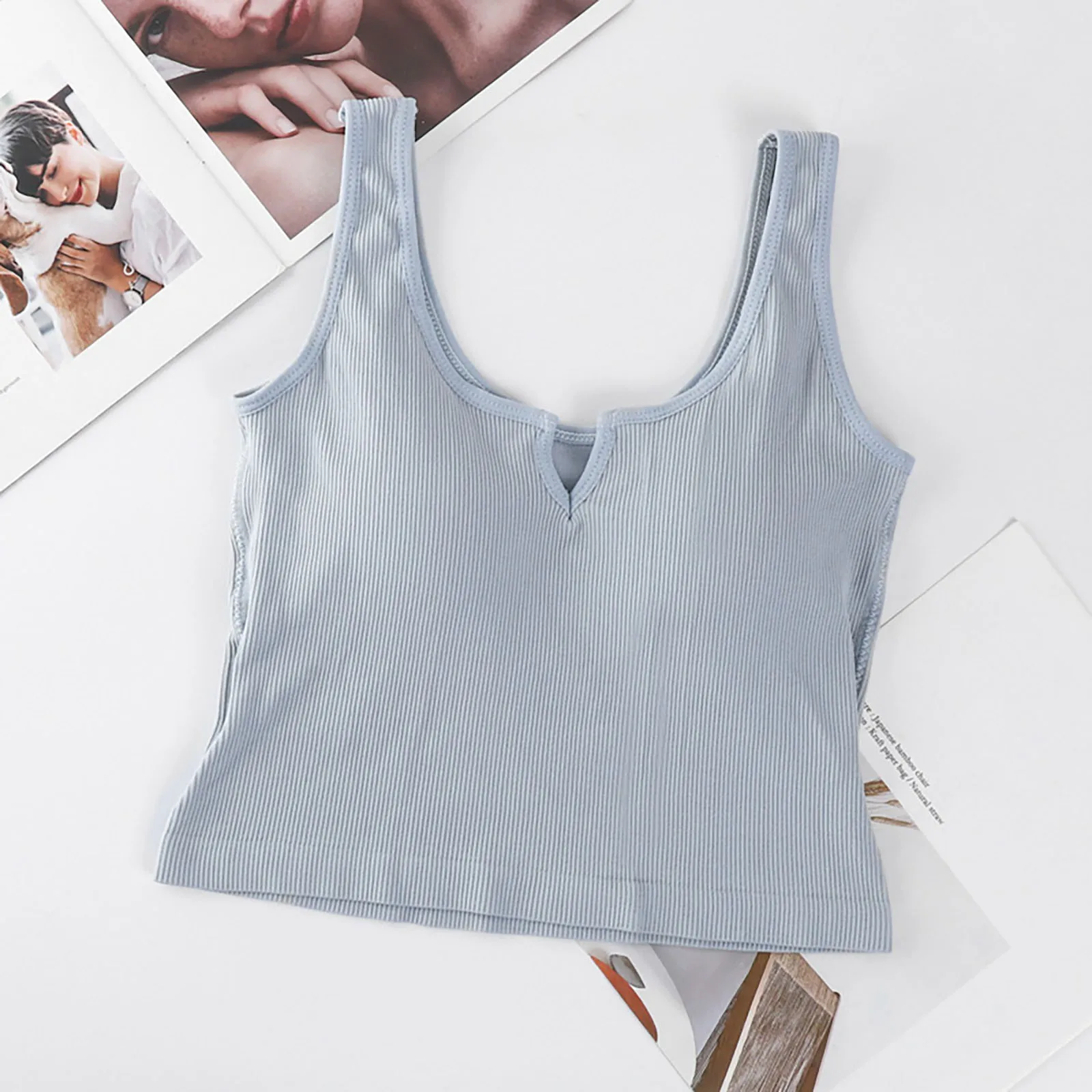 Топ женский бесшовный спортивный без рукавов пикантный бюстгальтер-труба