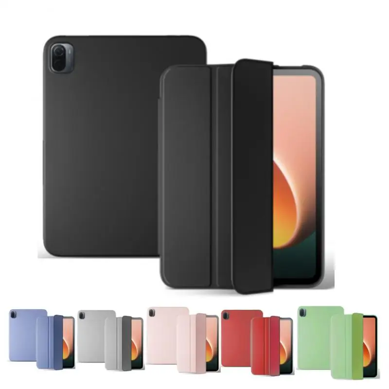 

For Xiaomi Mi Pad 5 With Auto Wake Up / Sleep Silicone Cover Funda For Mi Pad 5 Pro Three Creases Magnetic Charging Accessory