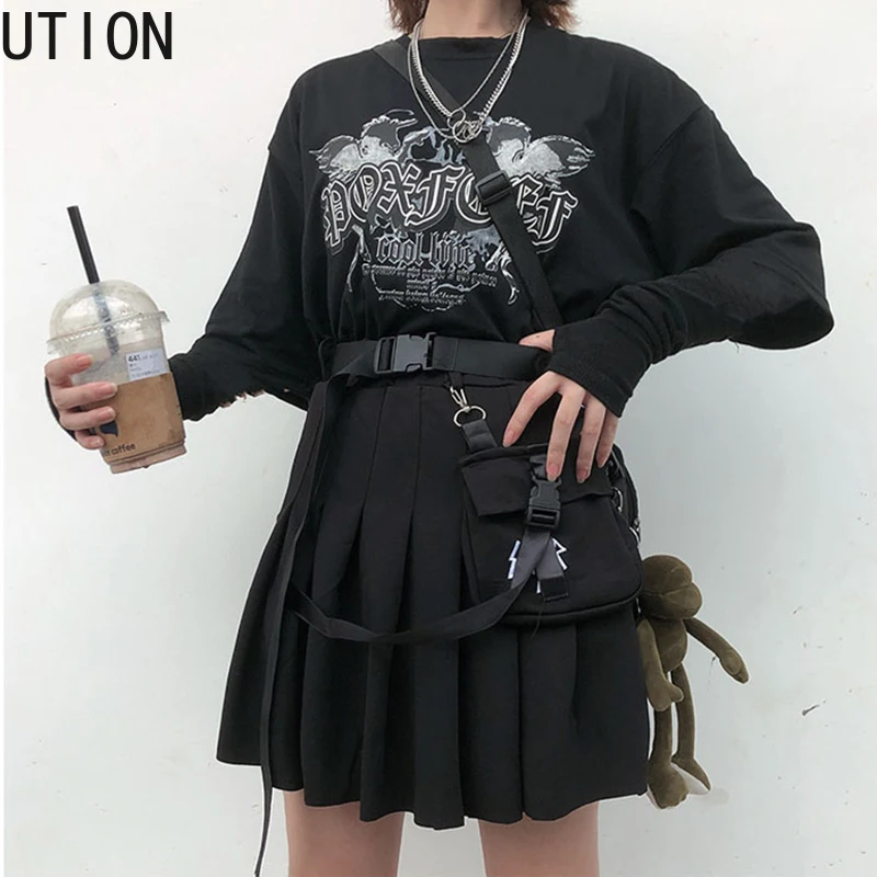 Женские юбки в готическом стиле Харадзюку повседневные стильные красные