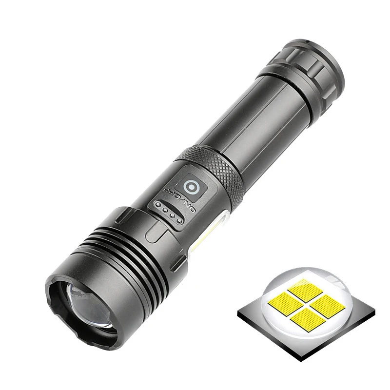 USB Rechargeable High Power LED Flashlight Outdoor Portable Flashlight Highlight Tactical 18650 Lighting COB Waterproof Torch