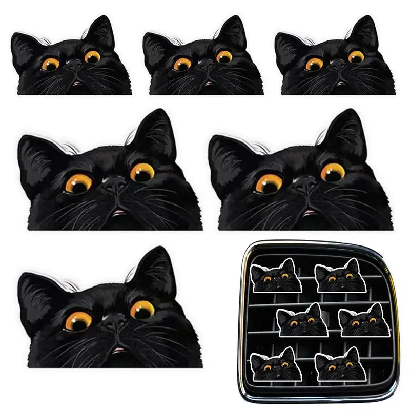 

Cat Car Air Fresheners Vent Clips 6pcs Kitten Funny Car Decoration Interior Decor Black Cat Scented Air Freshener Vent Clip