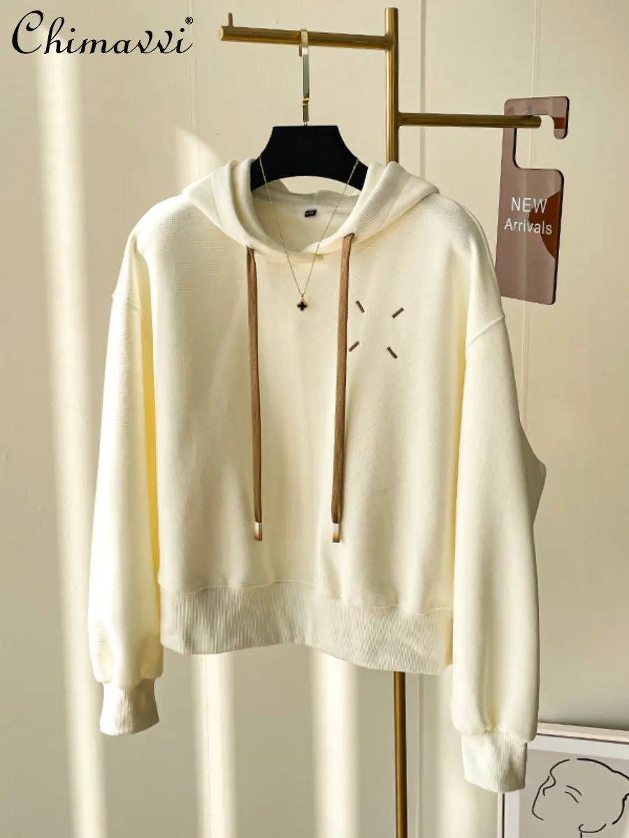 

Толстовка Женская тонкая с капюшоном, Повседневный пуловер с коротким рукавом, свободная верхняя одежда в Европейском стиле, весна-осень 2023