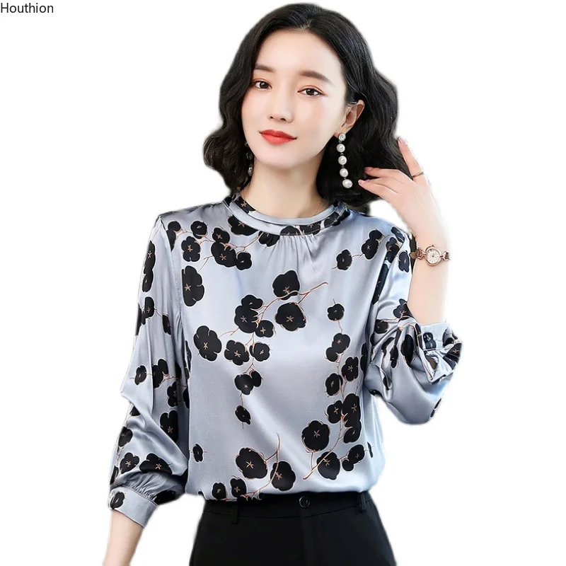 

Women's Blouse Summer Fashion Long Sleeve Top Print Loose Casual Retro O-neck