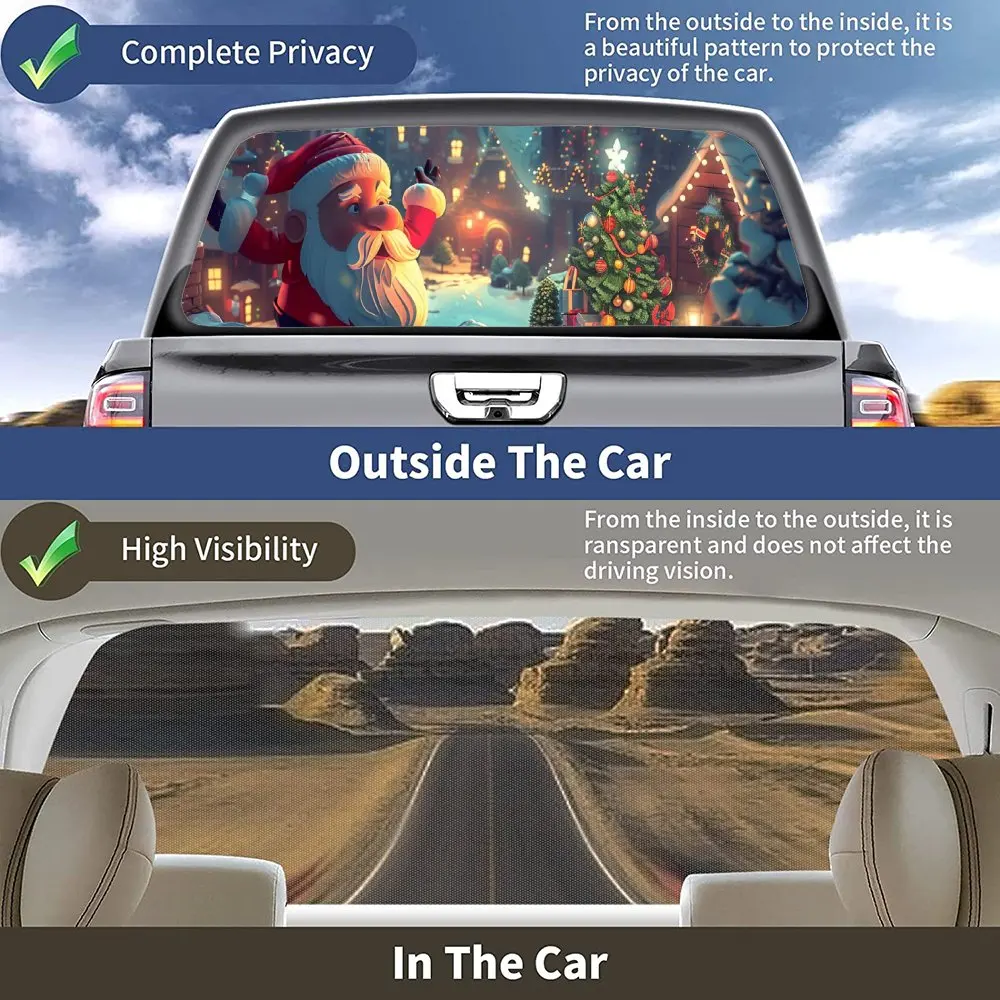 Мультяшный Санта-Клаус с принтом автомобиля наклейка на заднее лобовое стекло