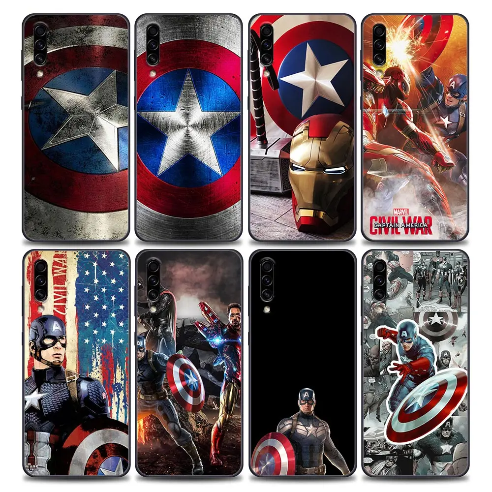 

Phone Case For Samsung Galaxy A30s A10e A40 A50 A60 A70 A80 A7 A9 2018 Soft Fundas Cover Marvel Captain America Shield Civil War