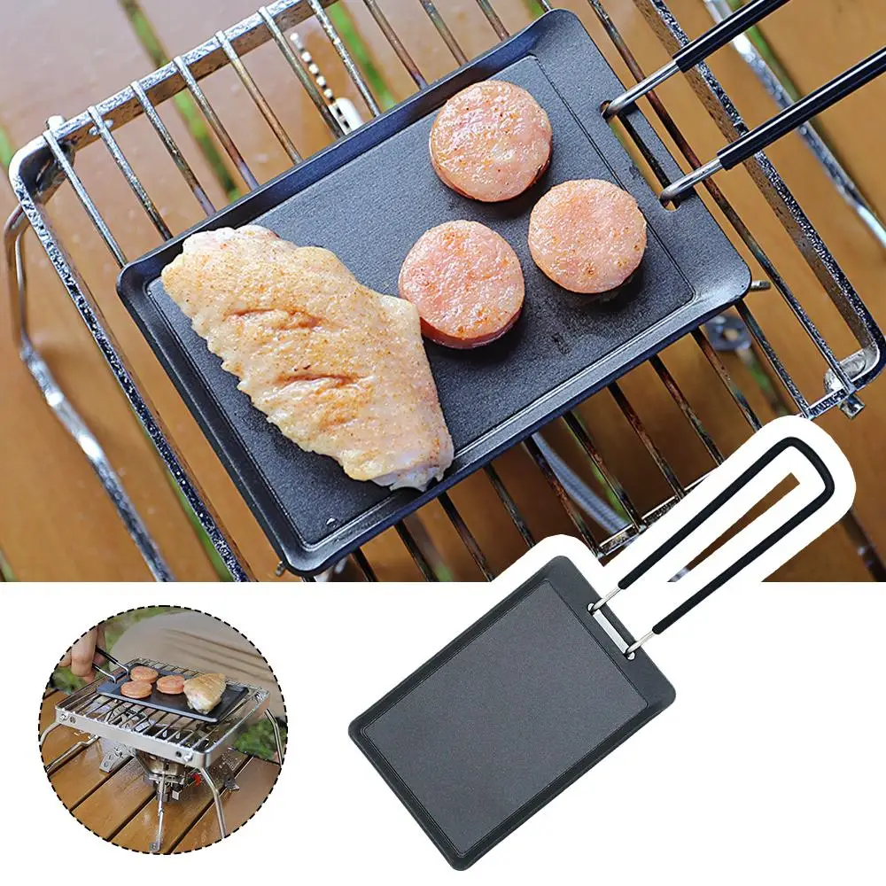 

2023 New Non Stick Frying Pan Mini Portable BBQ Frying Camping Picnic Cookware Nonstick Barbecue Plate Baking Outdoor Pan P5D4