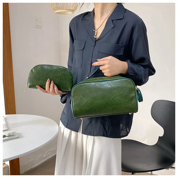 

Portable Double Zipper Women Cosmetic Bags Cases High Quality Travel Leather Makeup Bag Multifunctional Bathroom Wash Pouch Item