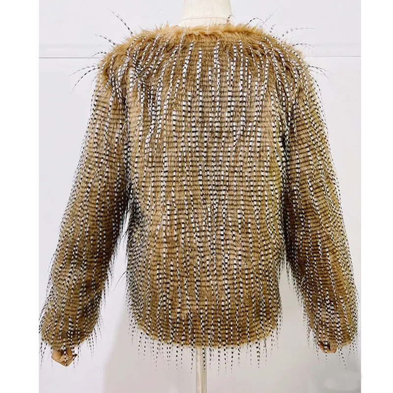 Trendy High Quality Thin Warm Furry Streetwear Long Sleeve Faux Winter Fur Coats Jackets Women Manteau Femme 2022