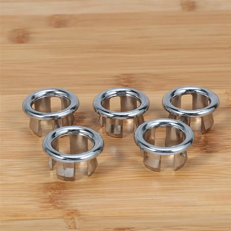 

10pcs Wash Basin Overflow Ring Kitchen Bathroom Basin Trim Bath Sink Hole Round Overflow Drain Cover Overflow Ring (Hollow Ring)