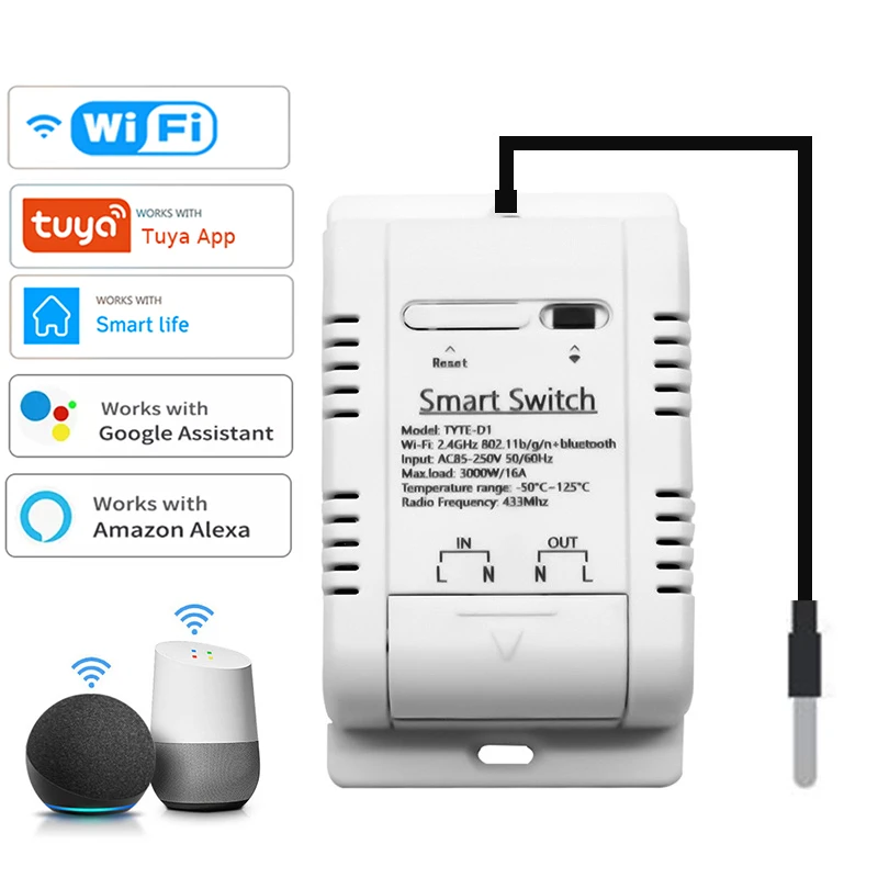 

Умный термостат Tuya с Wi-Fi, 16 А, 3000 Вт