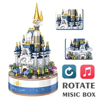 new disney castle music box model creative friends technical building blocks city girls bricks toys for children boys gifts kid