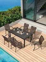 Courtyard table and chair combination outdoor rattan chair courtyard dining table leisure round table garden rattan chair outdoo