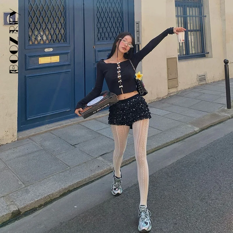 BoozRey Новинка осени 2024 дизайнерский топ с вырезом лодочкой и бантом однотонный