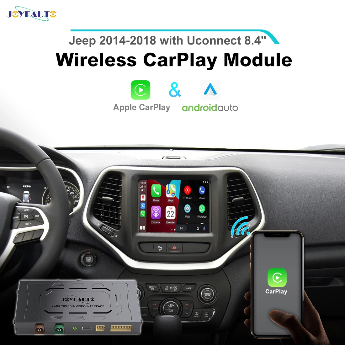 JoyeAuto беспроводной Apple CarPlay для Jeep Grand Cherokee XJ KL Wrangler 2014-2018 компас командир автомобиля Play Android Автомобильное Зеркало