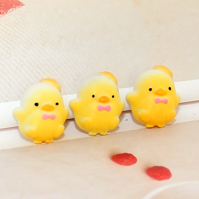 

10pcs Kawaii Resin Chicken Bread Flatback Charm Scrapbook Supplies Cabochon Dollhouse Miniatures Fake Food Mini Figures Crafts