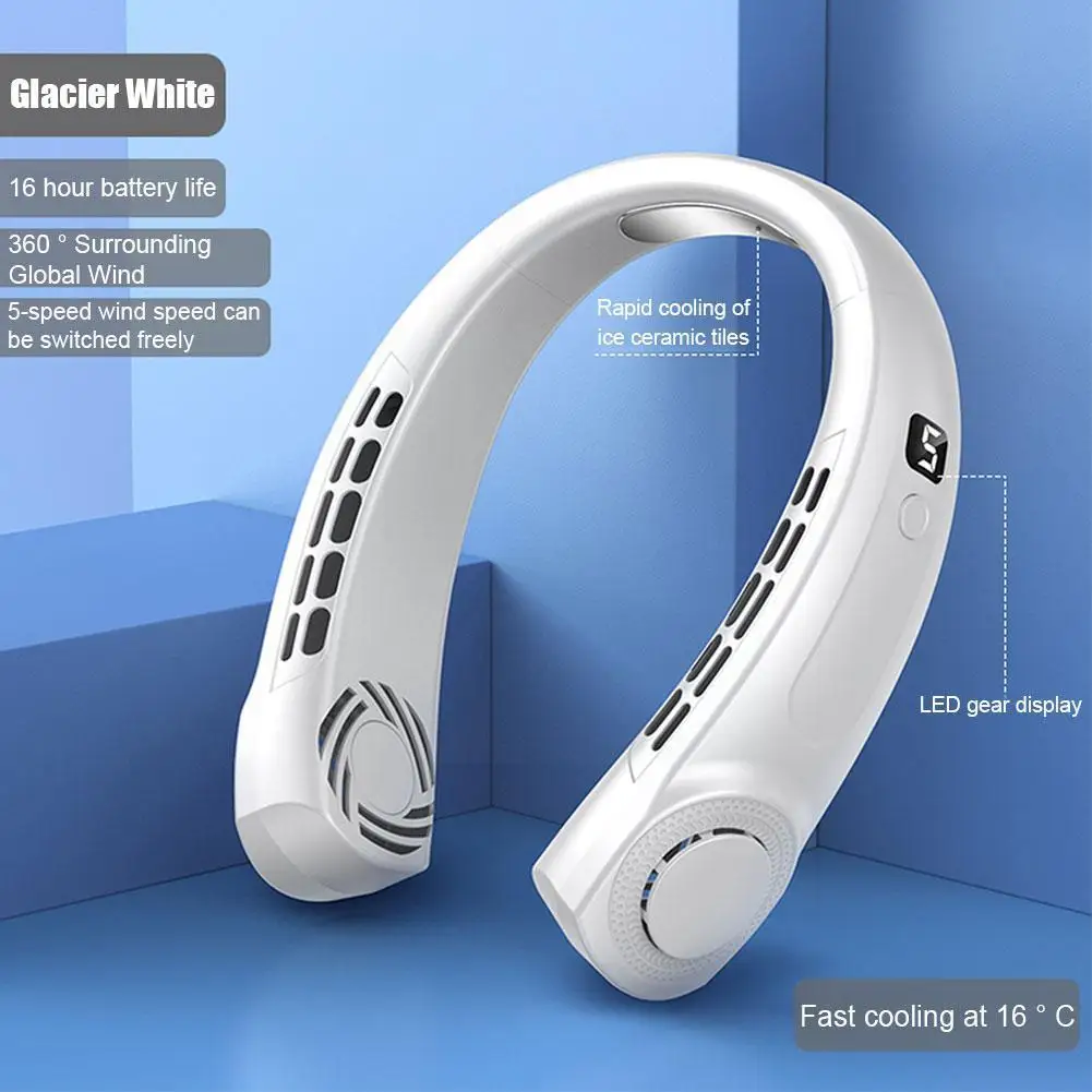 

Portable Neck Fan Usb Handheld Mute Led Digital Display Mini Electric Leafless Light Gear Cooler 5th Fan Atmosphere Air Col Q0n4