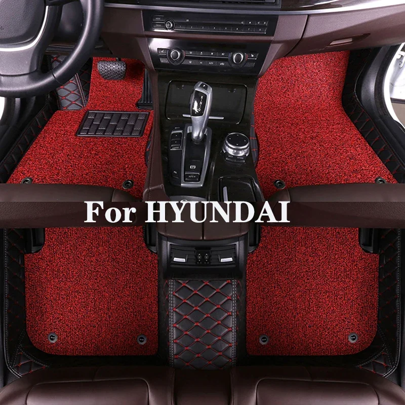 

High Quality Customized Double Layer Detachable Diamond Pattern Car Floor Mat For HYUNDAI Solaris Elantra Sonata Accent Creta