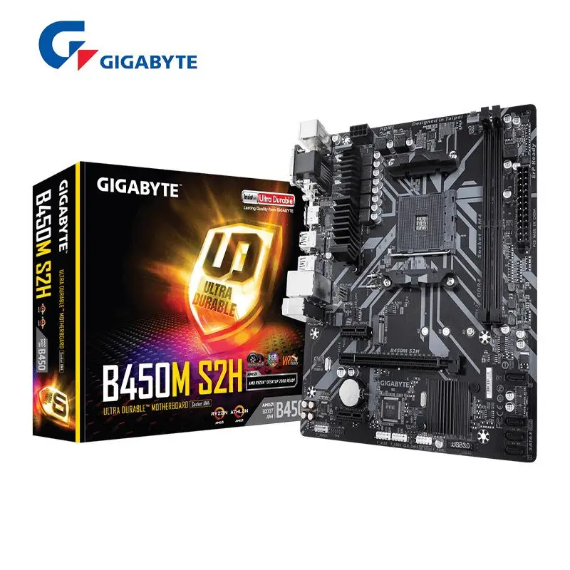 

GIGABYTE New GA B450M S2H (rev. 1.x) Материнская плата Micro-ATX AMD B450 DDR4 3600 МГц M.2 USB 3,1 64 ГБ, двухканальный разъем AM4