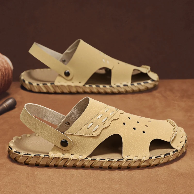 Сандалии CYYTL мужские пляжные повседневная обувь удобные тапочки кожаные