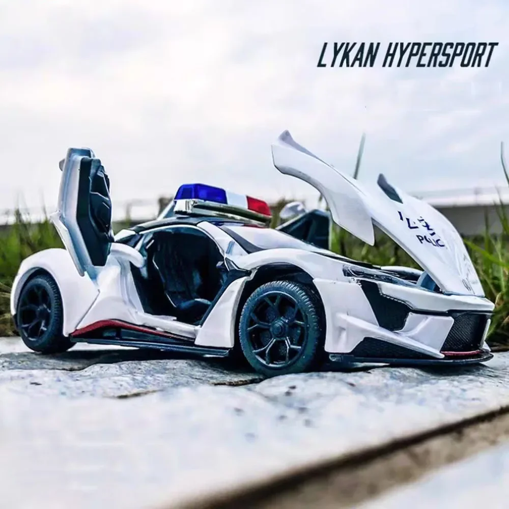 1:32 литые под давлением полицейские машинки из сплава Lykan модели игрушек 4-дверные