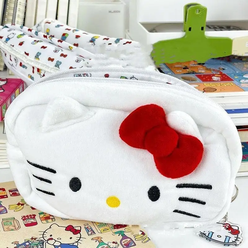 

Милый мультяшный кавайный Sanrioed Hellokittys плюшевый студенческий вместительный пенал сумка для хранения подарок на день рождения