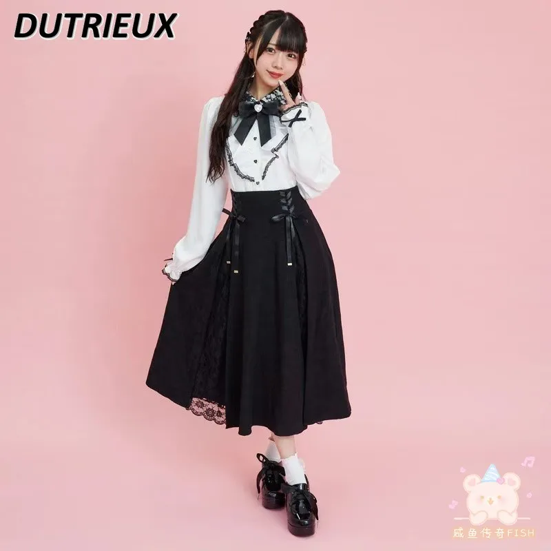 Рубашка с кружевным воротником Sc Love в японском стиле Осенние рубашки длинными