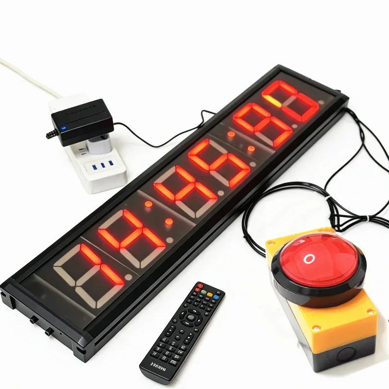 Фото Электронные LED-часы-таймер, настенные часы-секундомер для соревнований по скалолазанию и тренировок в спортзале, таймер для школьных занятий физкультурой 71x16 см №5