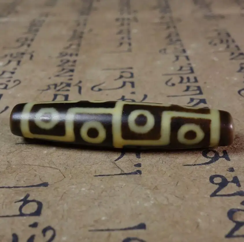 Тибетские бусины Дзи старый агат желтая линия 12-глазный тотем-амулет кулон GZI # 3959