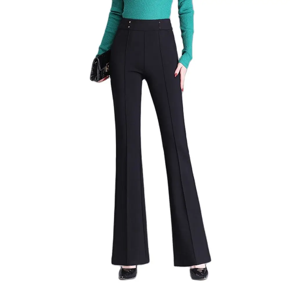 M To 9XL 2022 New Women Flared Pants Stretch Elastic Band High Waist Slimming Spring Autumn Fashion Flare Trousers 