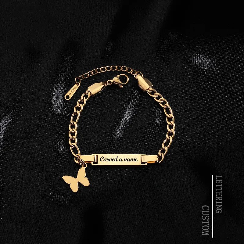 

Customized English Name Children's Crown Heart Pendant Bracelet for Kids Stainless Steel Custom Chain Bracelet Baby Jewelry