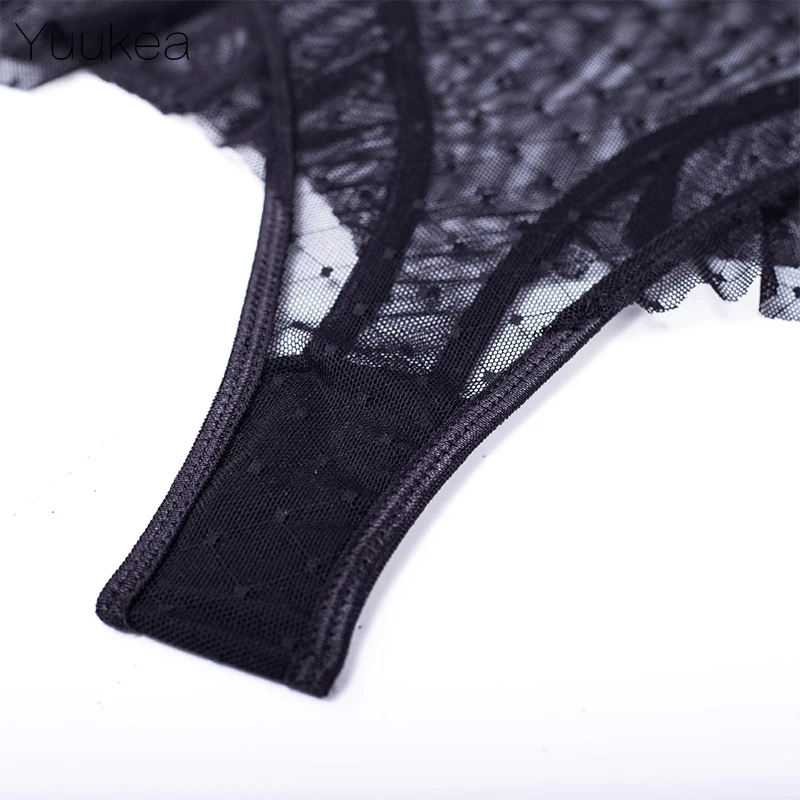 Сексуальное Сетчатое боди Yuukea в горошек женское черное прозрачное