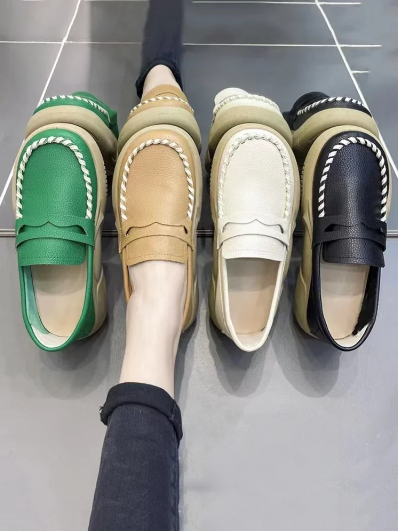 Женские повседневные лоферы на толстой подошве туфли из мягкой ткани Оксфорд с