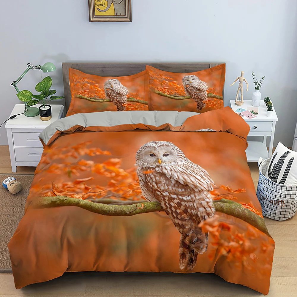 

Animal Printed Duvet Cover Set Queen King Size Owl Bedding Set Quilt Cover Bedclothes With Pillow Cases Bedroom Decor