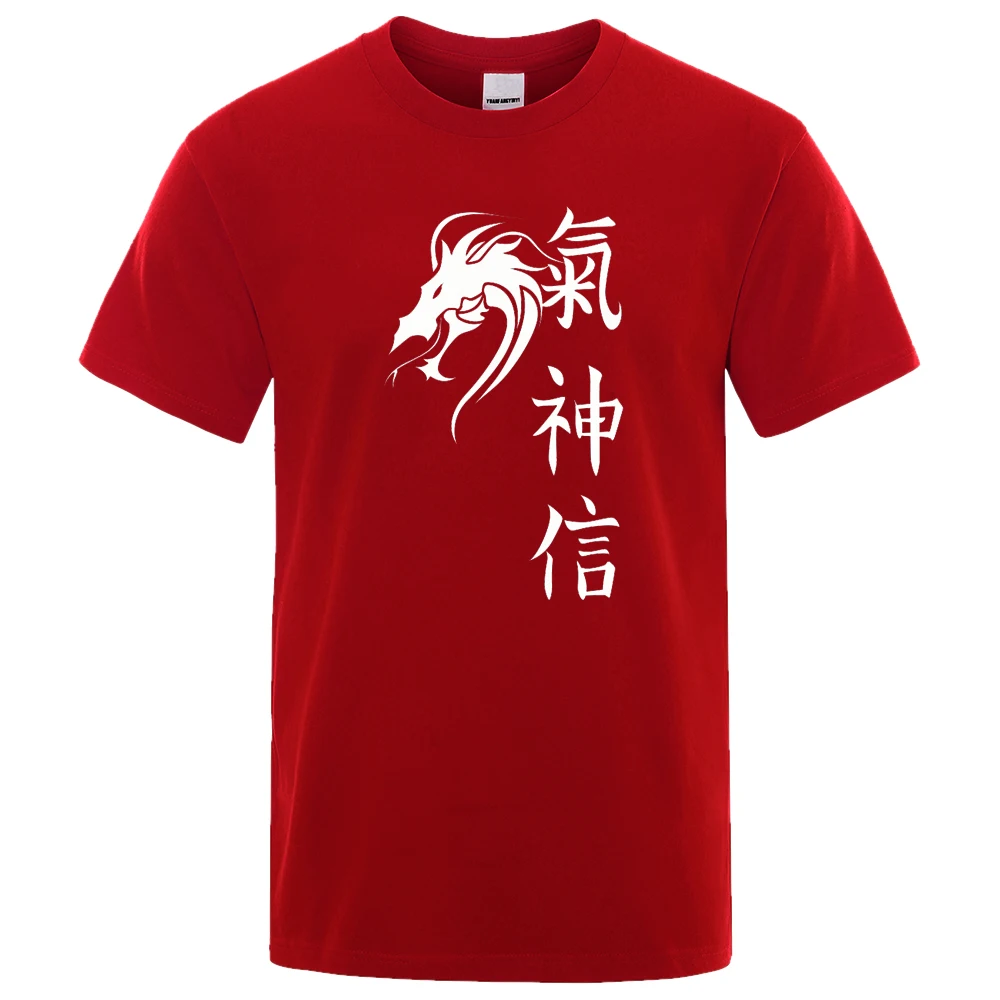 

Spiritual Dragon White Anime Printing T Shirts Men Fashion Brand t-Shirt Loose Summer Breathable T Shirts Oversize Crewneck Tops