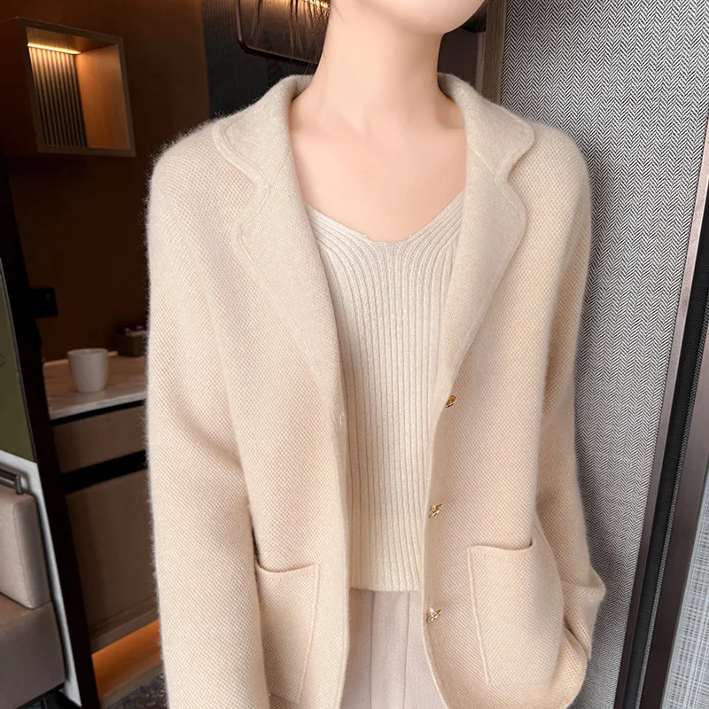 Осень-зима новый кашемировый свитер женский костюм вязаный кардиган с