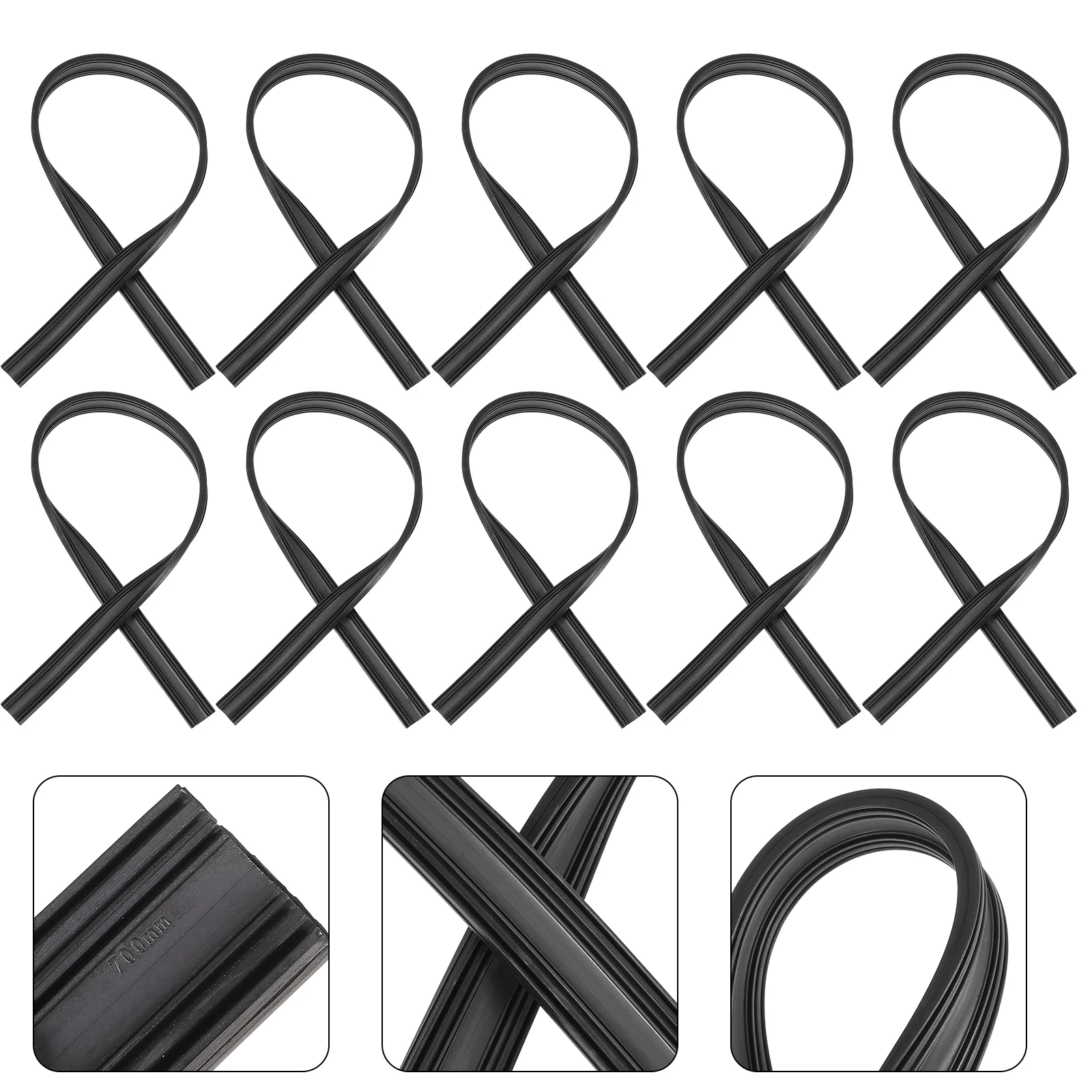 

10Pcs Windshield Wiper Universal Wiper Rubber Refill Windshield Rubber Seal Strip