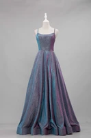 2022 hot glitter blue grey fabric evening dress beadings square collar elegant luckgirls customizable prom dress mocini tailor