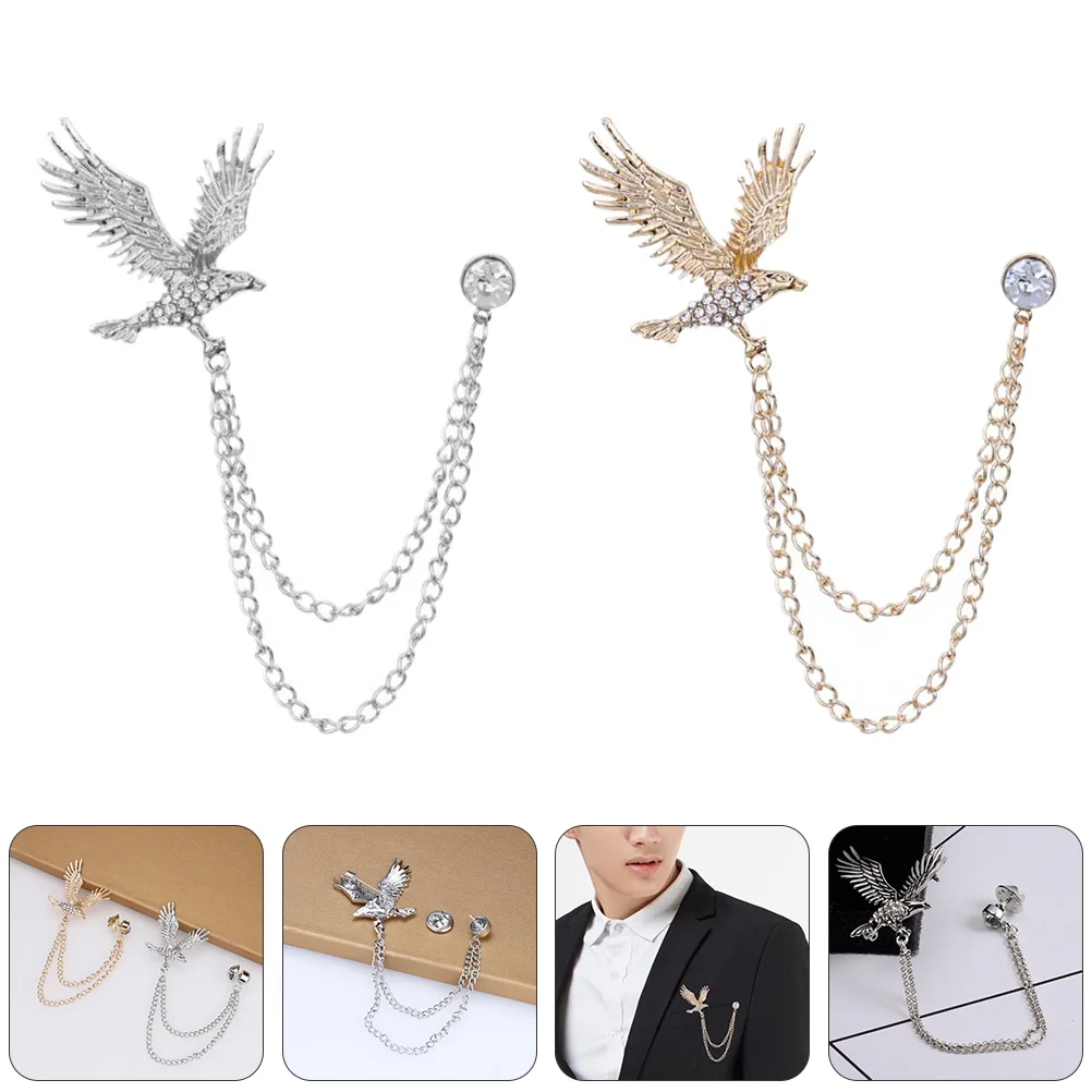 

Brooch Collar Chain Eagle Shirt Pin Bird Lapel Crystal Corsage Scarfrhinestone Suit Alloy Brooches Jewelry Badge Clip Cardigan