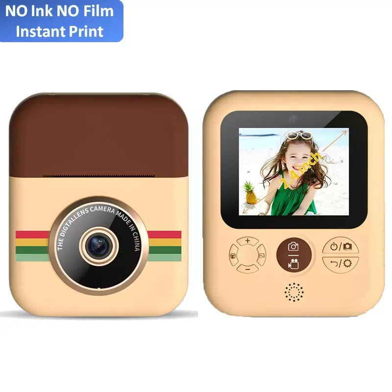 

NEW2023 Children's Instant Print Camera 2.4Inch IPS Screen Thermal Printing Camera For Girl Boy's Toy Kids Birthday Gift