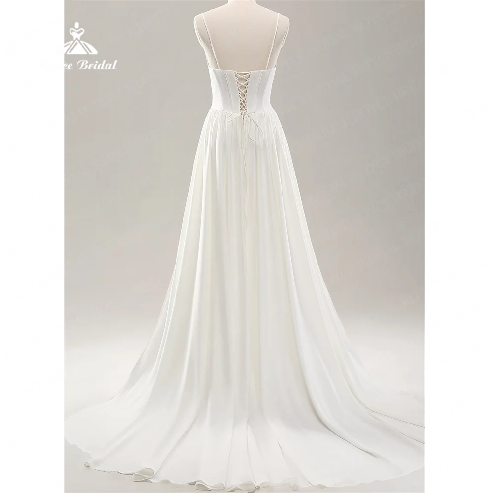 Свадебное платье Roycebridal с вырезом лодочкой А-силуэта 2025 атласное свадебное со